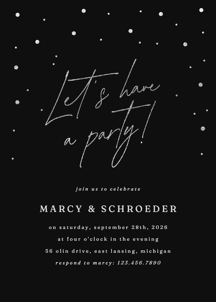 Golden flakes - party invitation