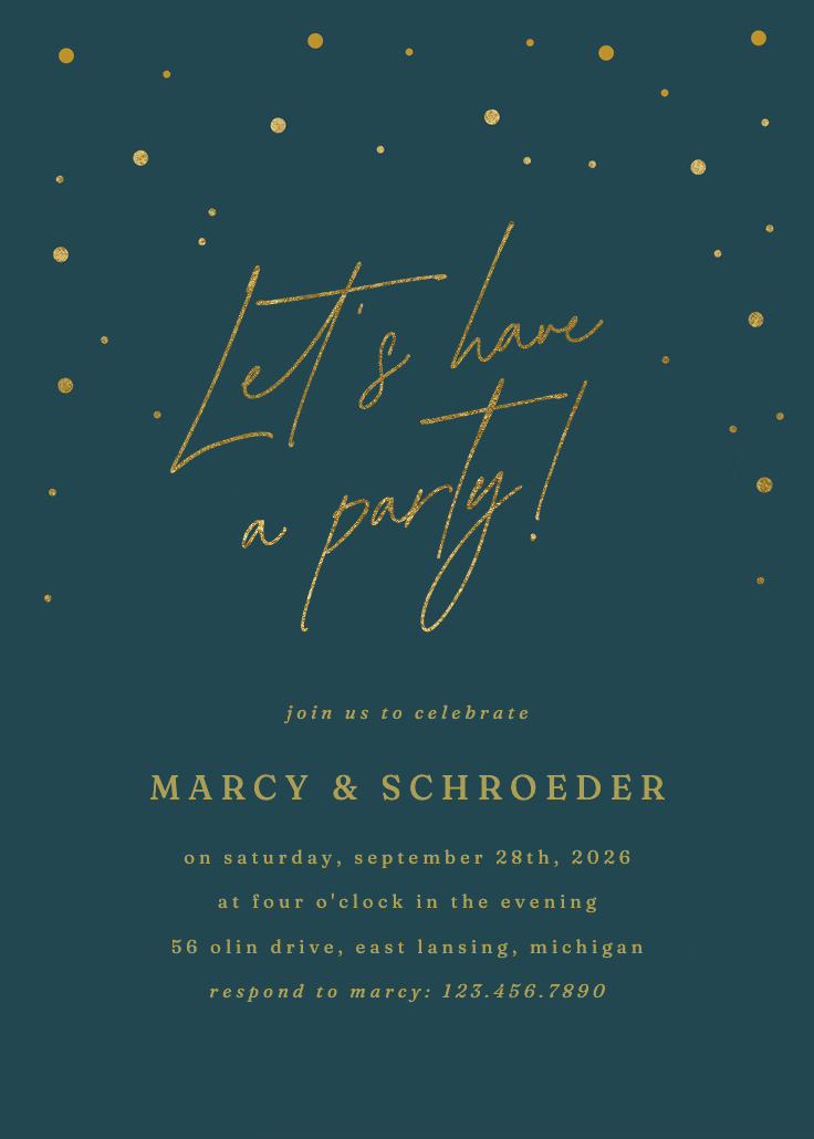 Golden flakes - party invitation