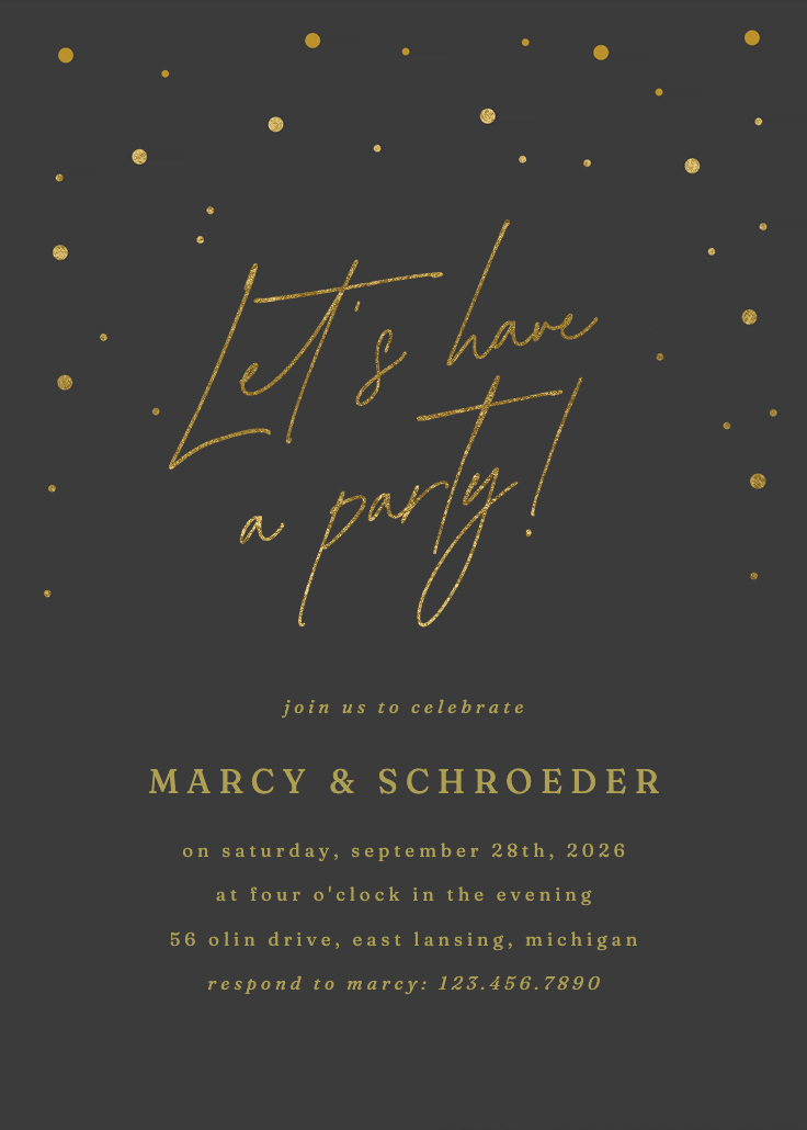 Golden flakes - party invitation