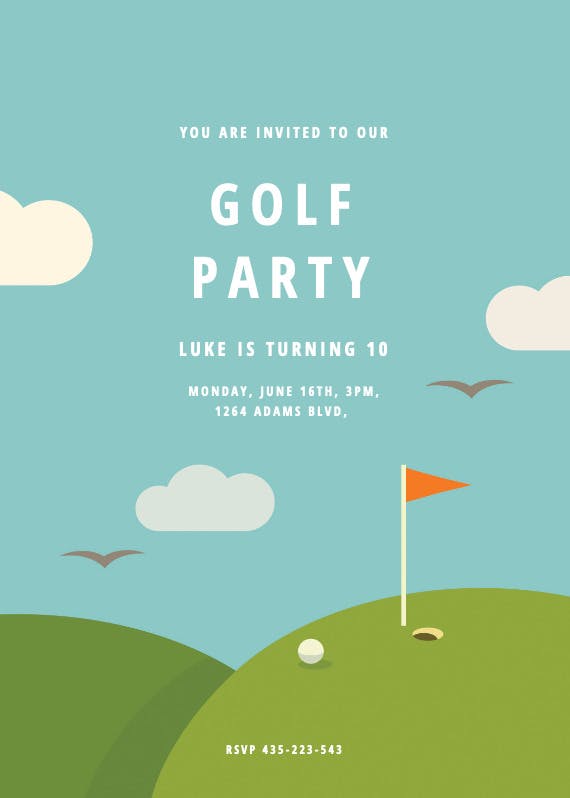 Golf venue -  invitación de cumpleaños