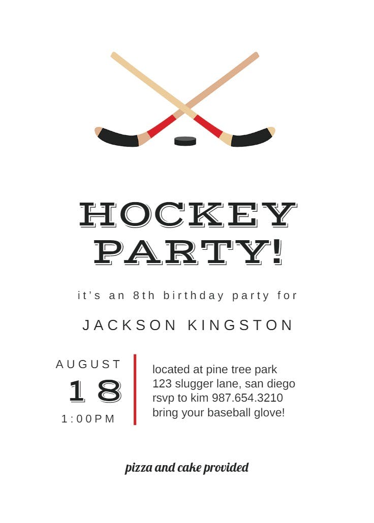 Hockey birthday - sports & games invitation