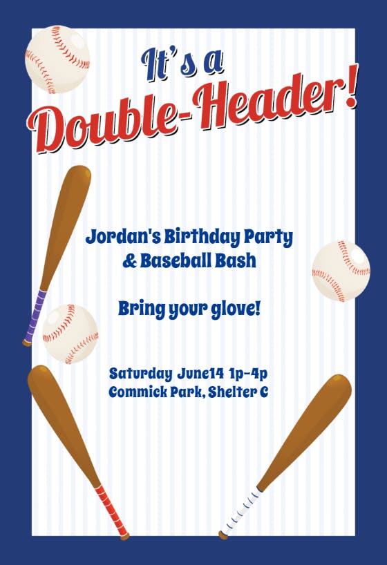 It's a double header -  invitación de cumpleaños