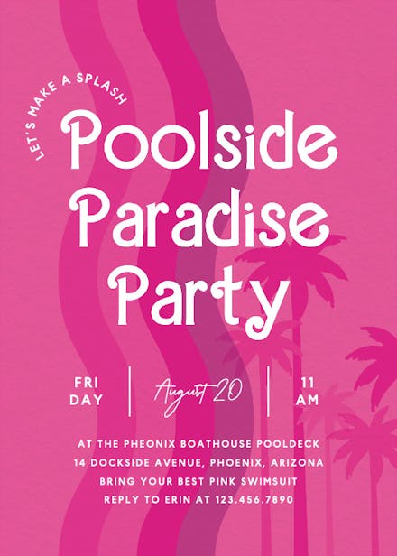 It's paradise - pool party invitation