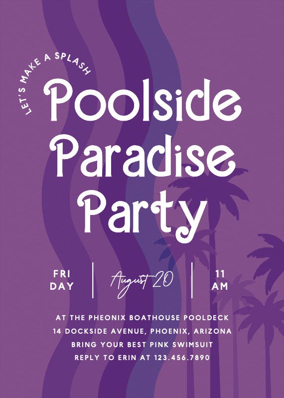 It's paradise -  invitación para pool party