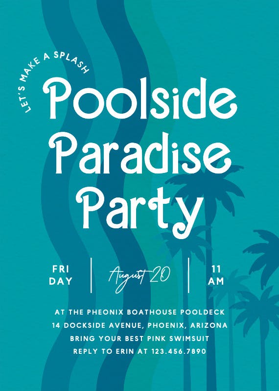 It's paradise -  invitación para pool party