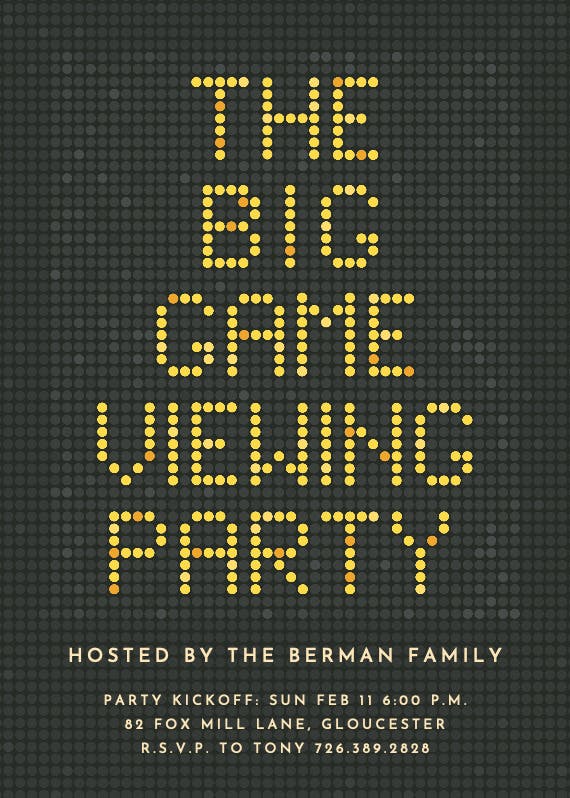 Big game led scoreboard - printable party invitation