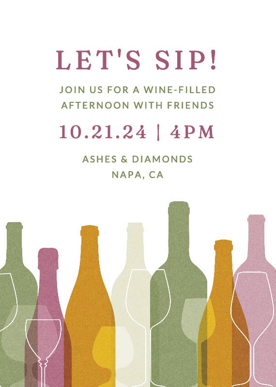 Let's sip wine - cocktail party invitation