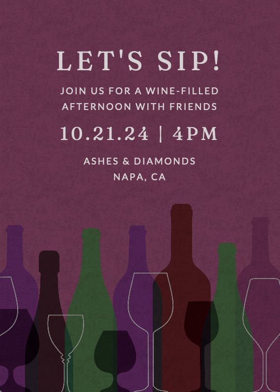 Let's sip wine - invitación de fiesta