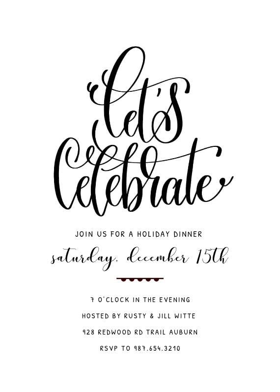 Lets celebrate - dinner party invitation