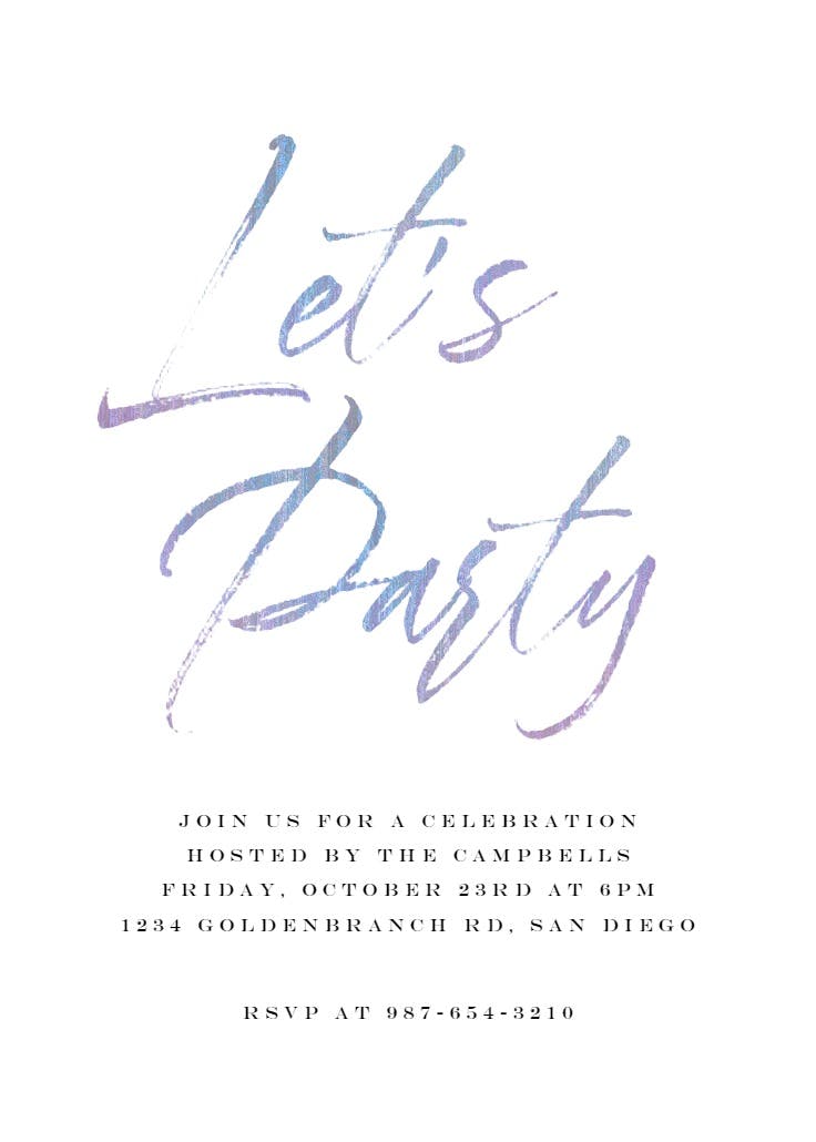 Lets party - invitación para fiesta