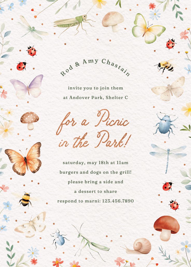 Picnic in the park - invitación de fiesta