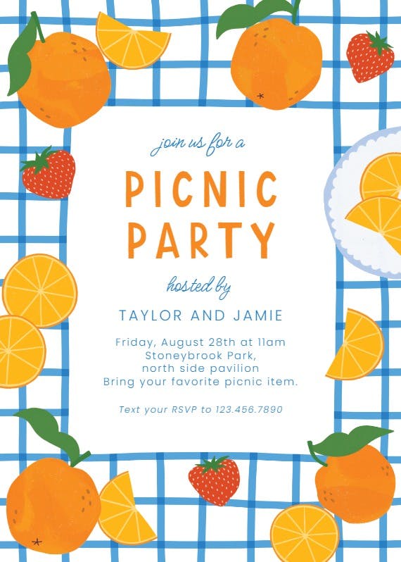 Mediterranean picnic - printable party invitation