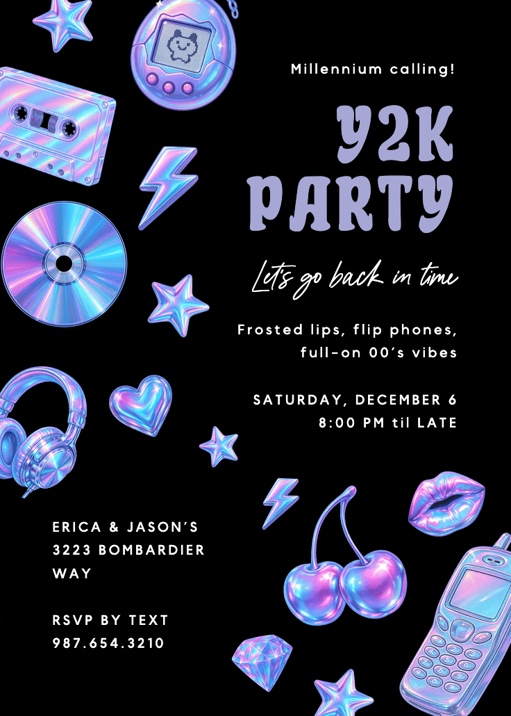 Millenium vibes - printable party invitation