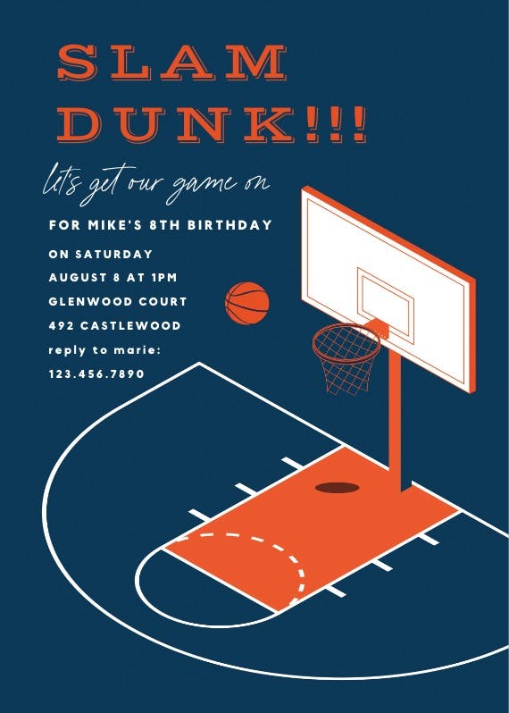 Modern basketball - birthday invitation