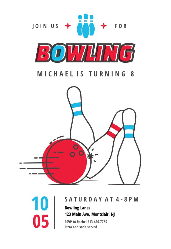Modern bowling - sports & games invitation