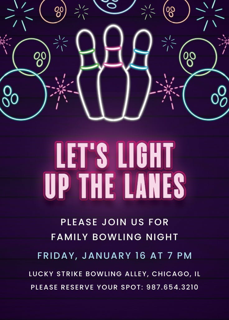 Neon lanes - invitation