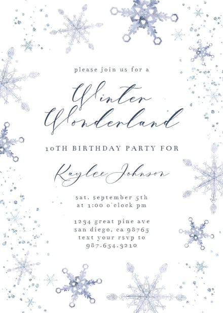 snowflake party invitations