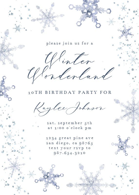 Night snowfall - printable party invitation