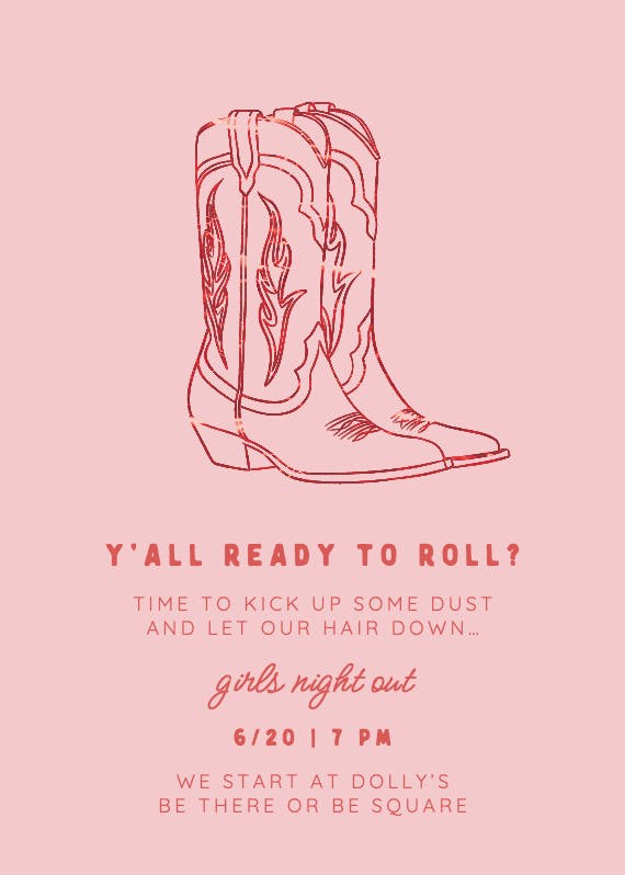 These boots - bachelorette party invitation