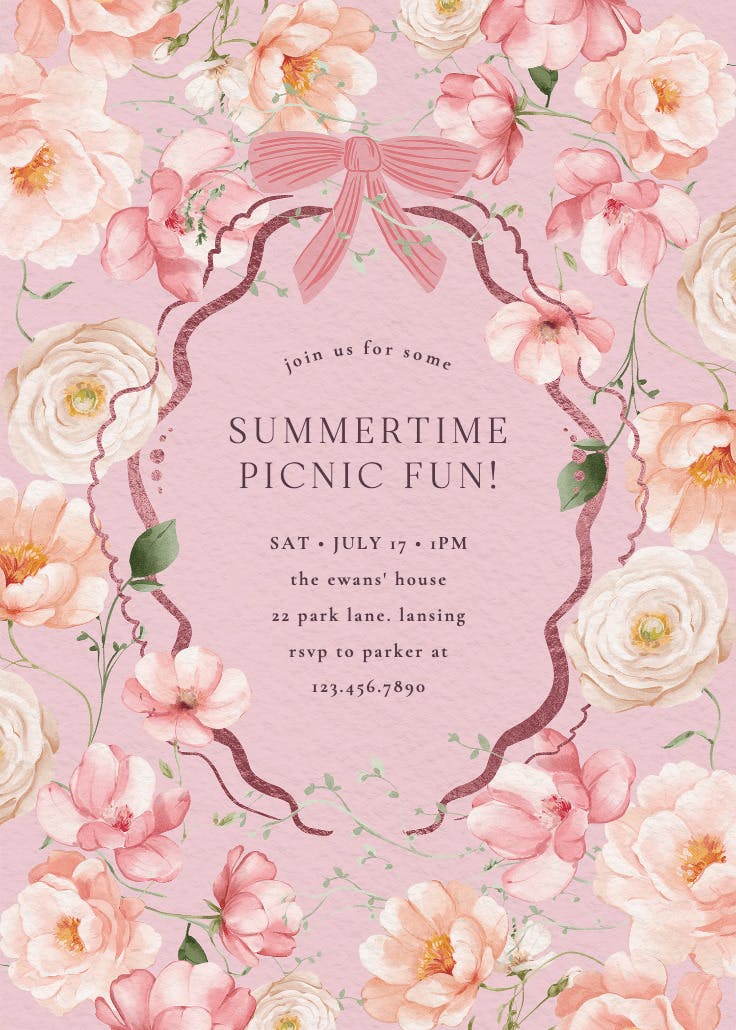 Peachy blooms - party invitation