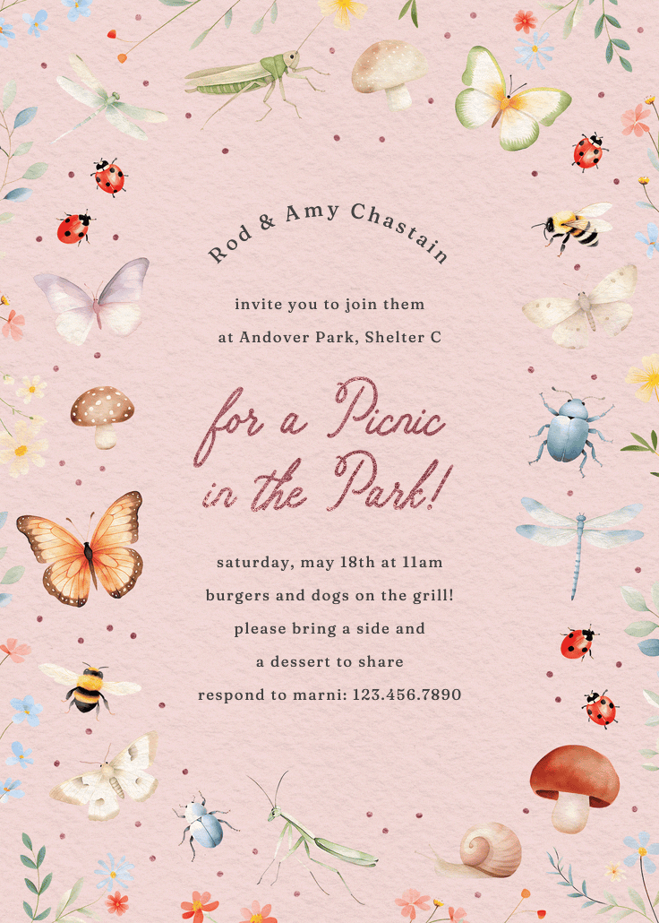 Picnic in the park - invitation