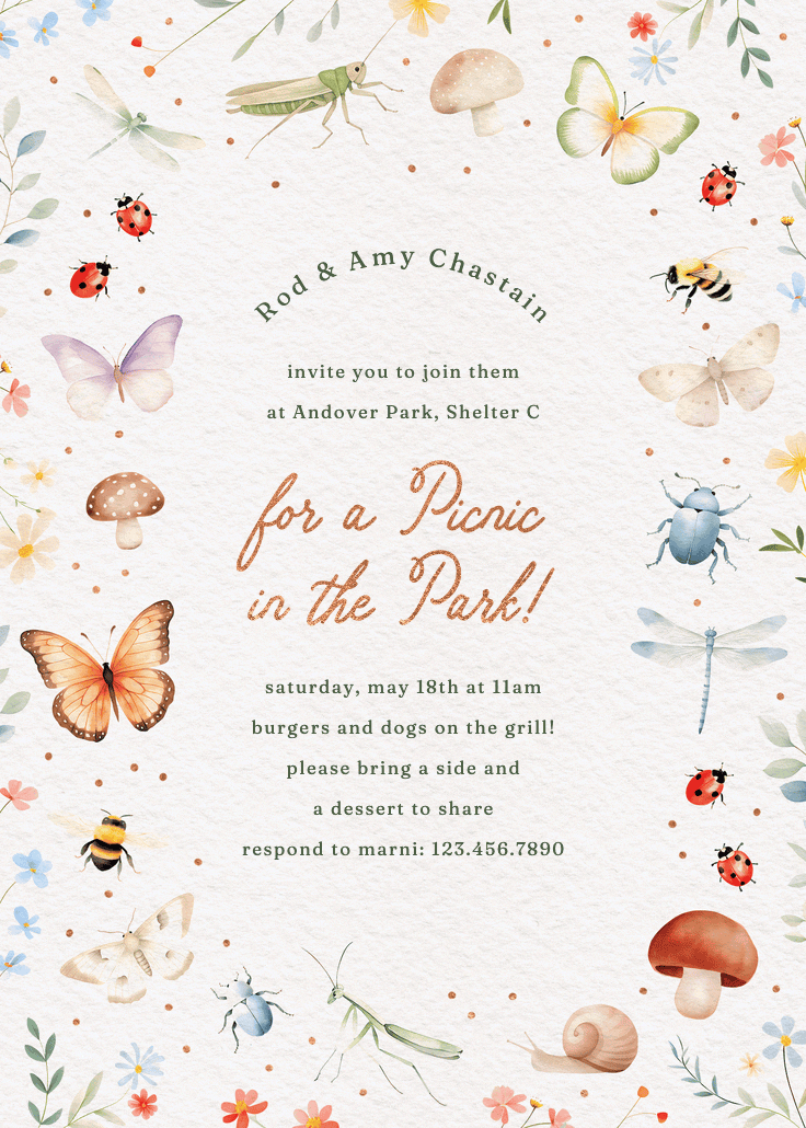 Picnic in the park - invitation