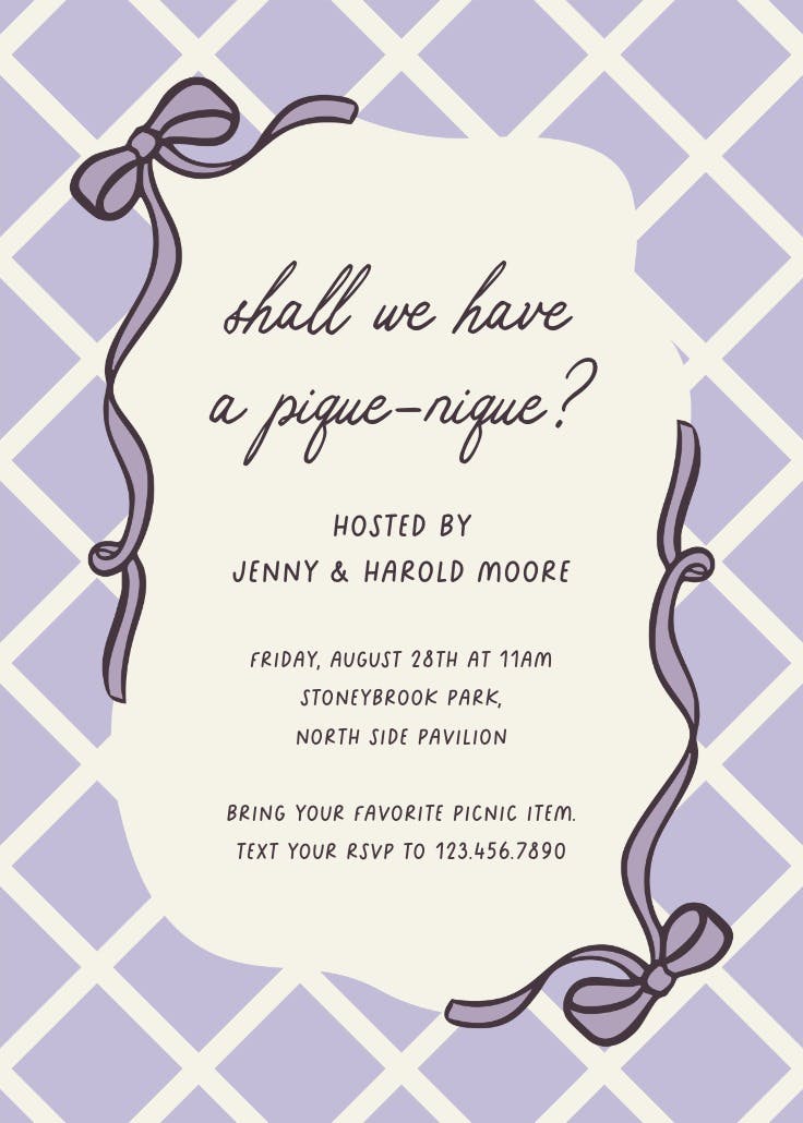 Pink plaid - invitation