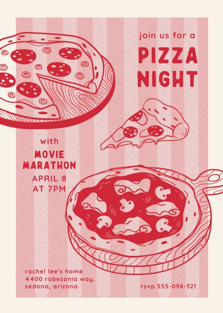 Pinky pizza - invitation