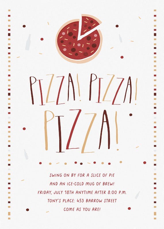 Pizza pizza pizza -  invitación de fiesta