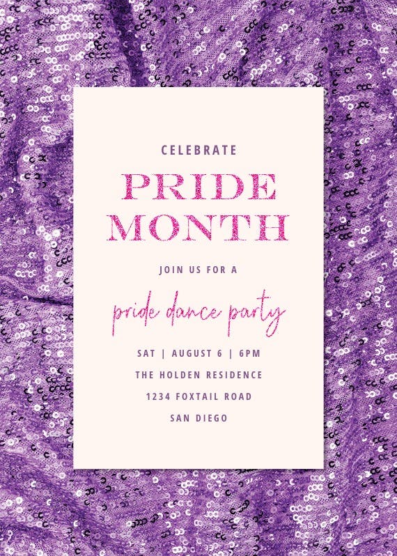 Pride glittery sequins - invitación de fiesta
