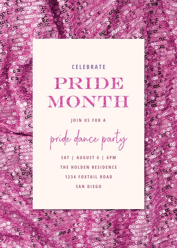 Pride glittery sequins - party invitation