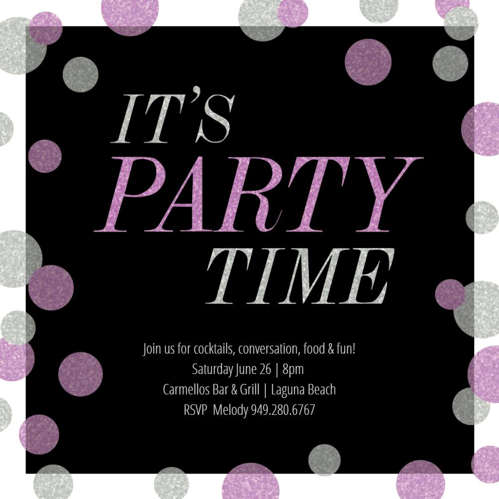 Purple dots - printable party invitation