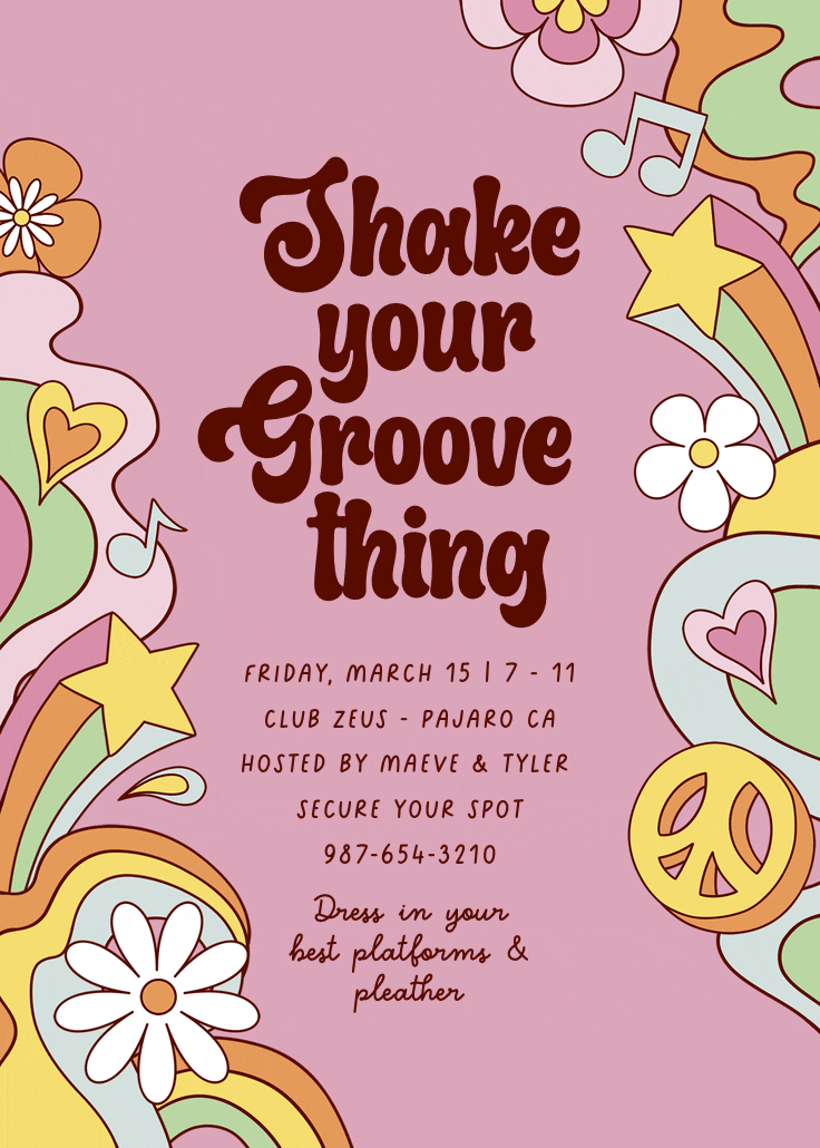 Rainbow disco - printable party invitation