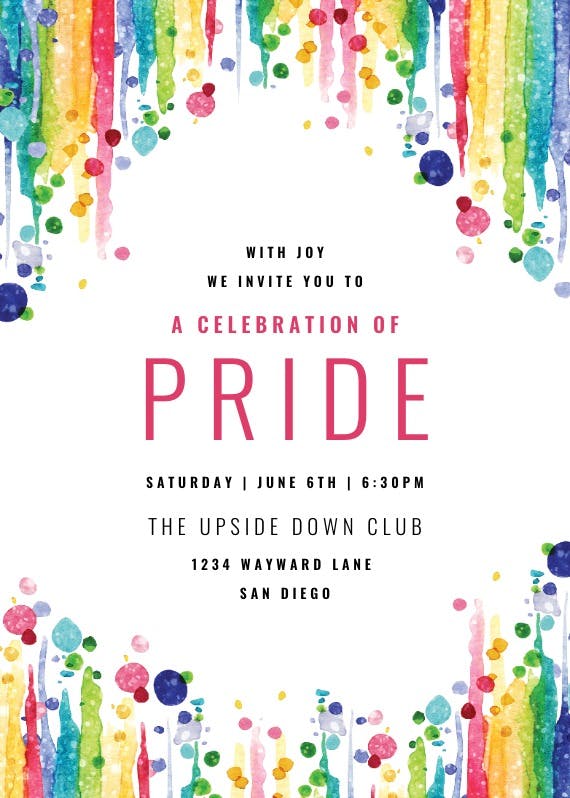 Rainbow watercolor - printable party invitation