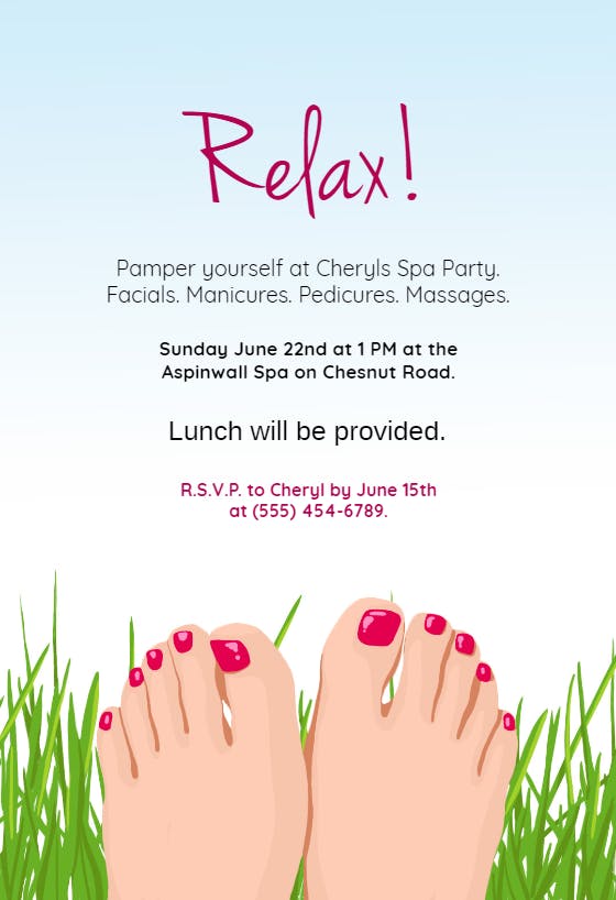Relax - printable party invitation