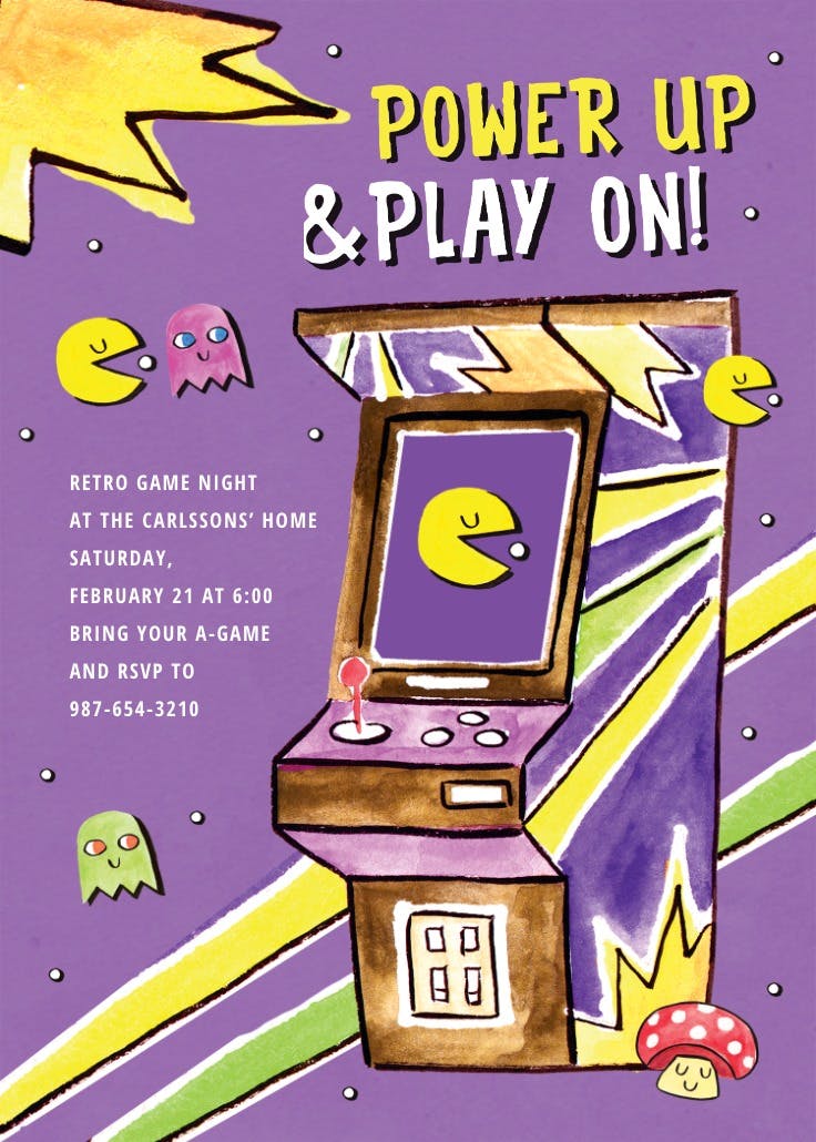 Retro gaming -  invitación de cumpleaños