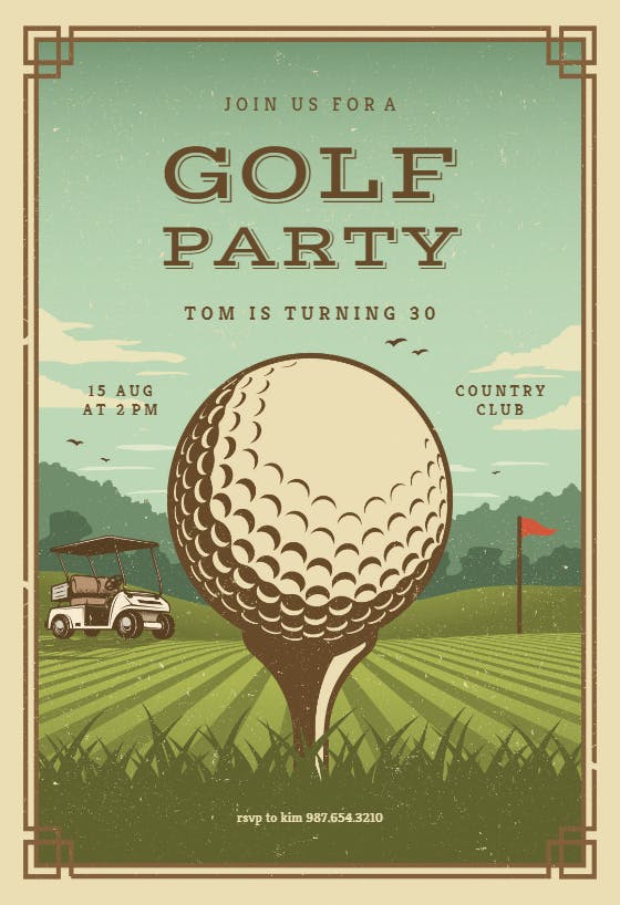 Retro golf -  invitación de cumpleaños