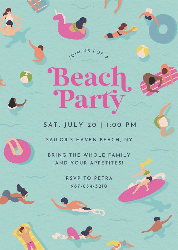 Ride the tide - invitación para pool party