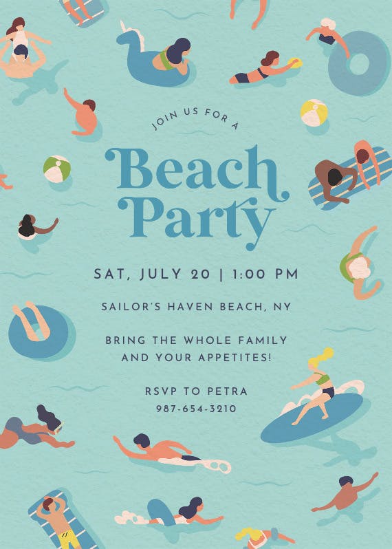 Ride the tide - pool party invitation
