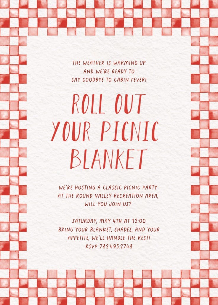 Roll out your blanket - party invitation