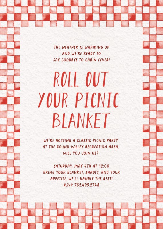 Roll out your blanket -  invitación de fiesta
