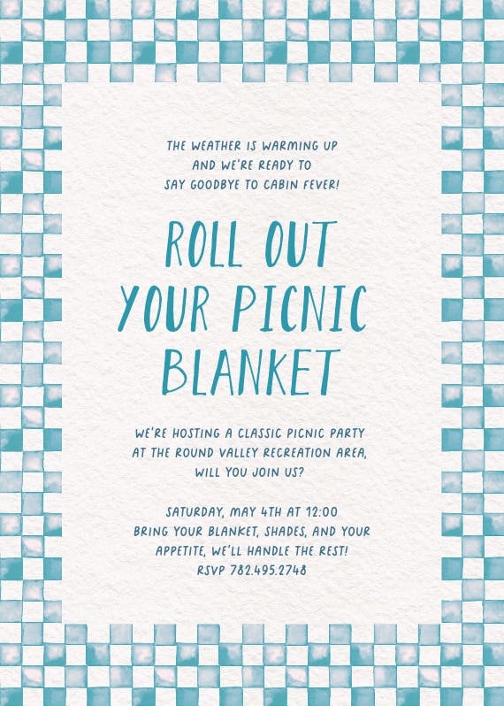 Roll out your blanket -  invitación de fiesta