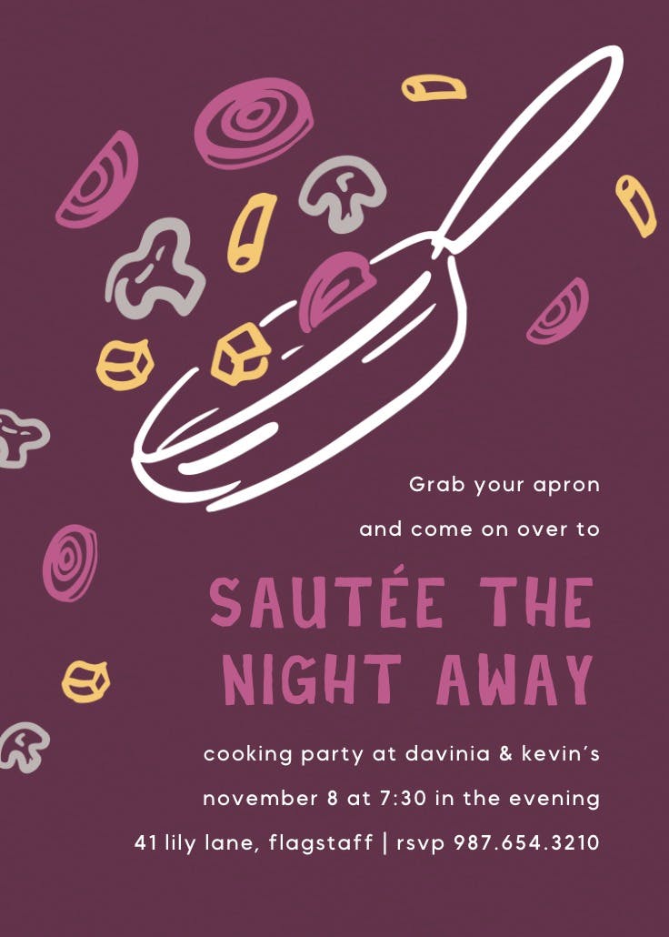 Sautée pan - dinner party invitation