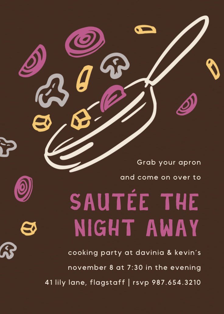 Sautée pan - dinner party invitation