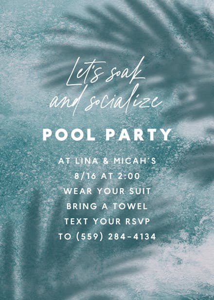 Soak and socialize - party invitation