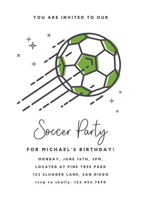 Soccer stars - party invitation