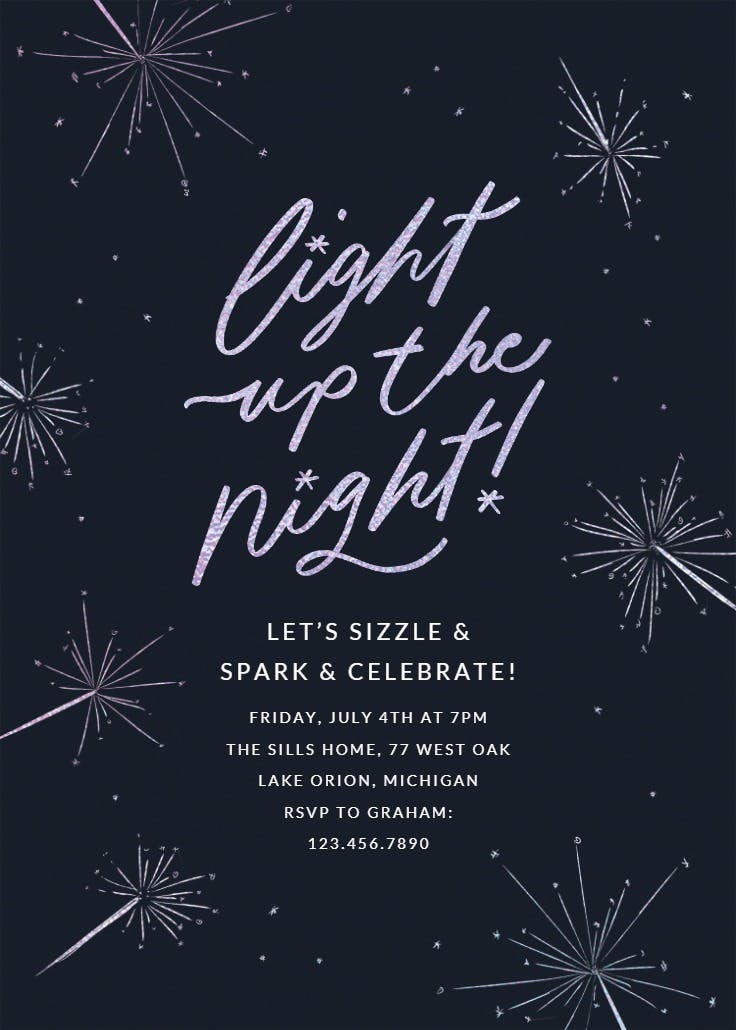 Sparklers - printable party invitation