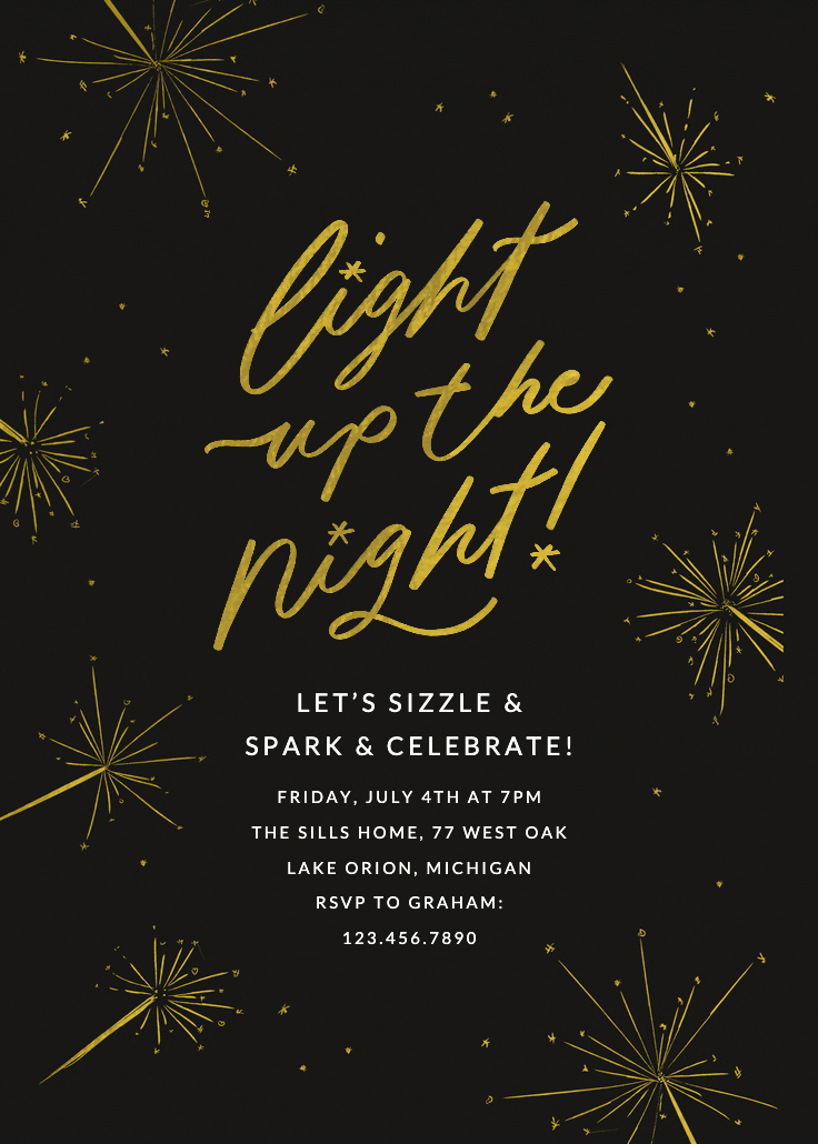 Sparklers - party invitation