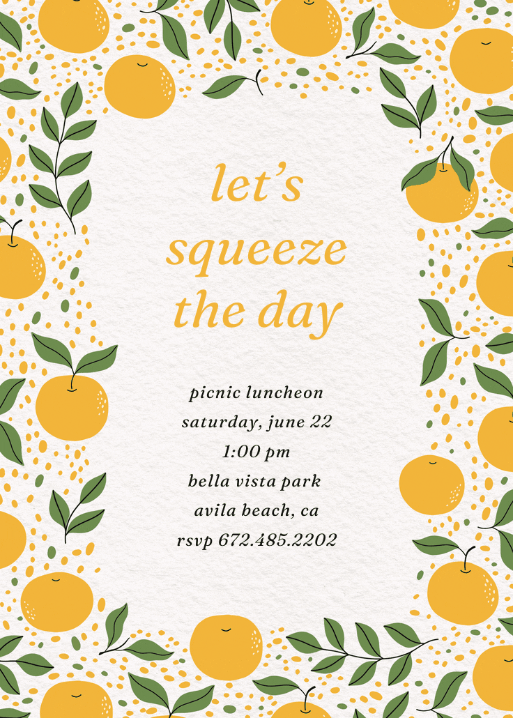 Squeeze the day - party invitation