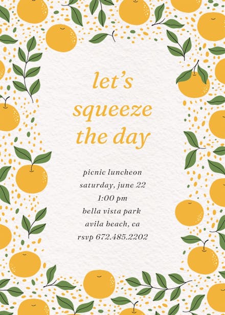 Squeeze the day - party invitation